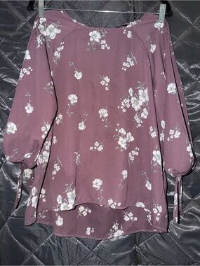 Papermoon Mauve Floral Tie-Sleeve Blouse